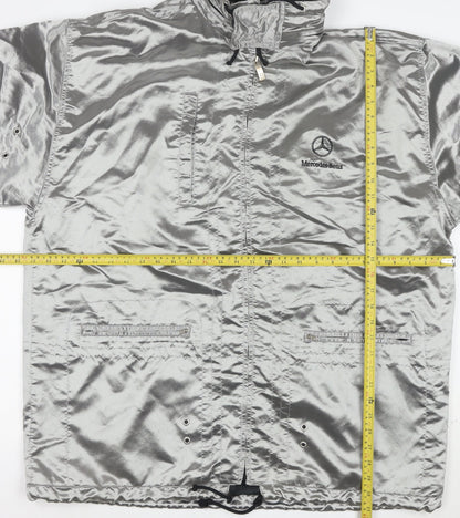 Mercedes-Benz Men’s Silver 2XL Windbreaker Jacket with Hood