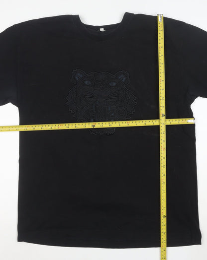 Kenzo Men Black XL Embroidered Tiger Logo Cotton T-Shirt
