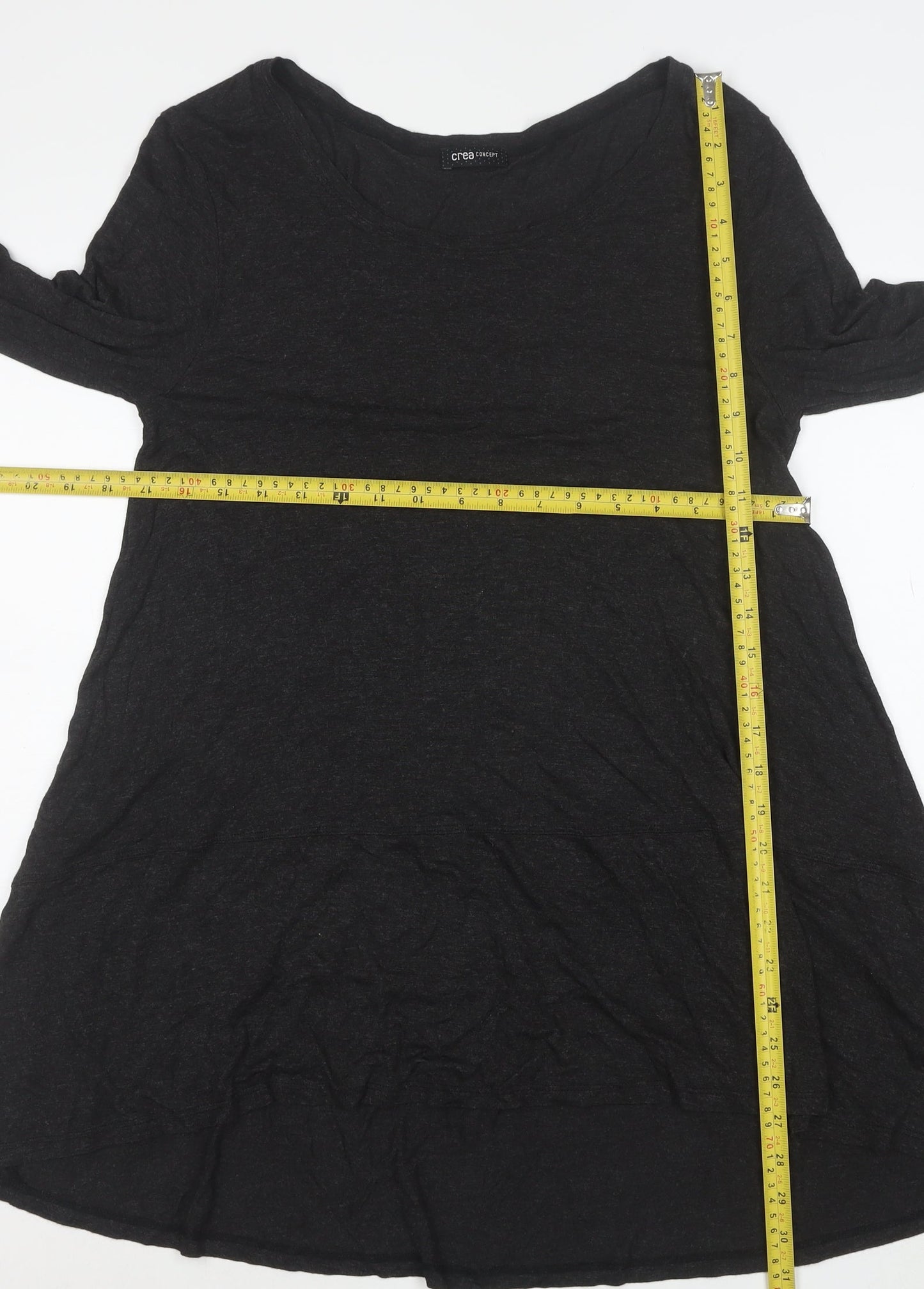 Crea Concept Women Black Long Sleeve A-Line Jersey Dress Size 12
