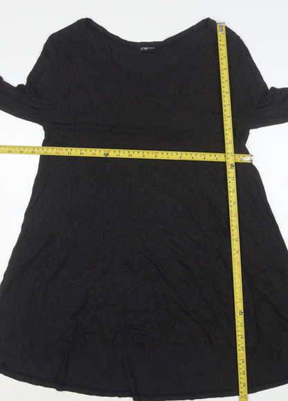 Crea Concept Women Black Long Sleeve A-Line Jersey Dress Size 12