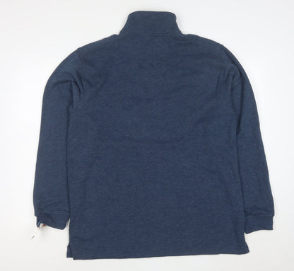 Arrow Men's Blue 1/4 Zip High Neck Cotton Blend Pullover Sweatshirt Size L