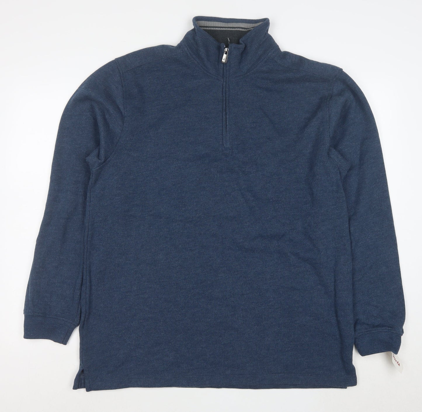 Arrow Men's Blue 1/4 Zip High Neck Cotton Blend Pullover Sweatshirt Size L