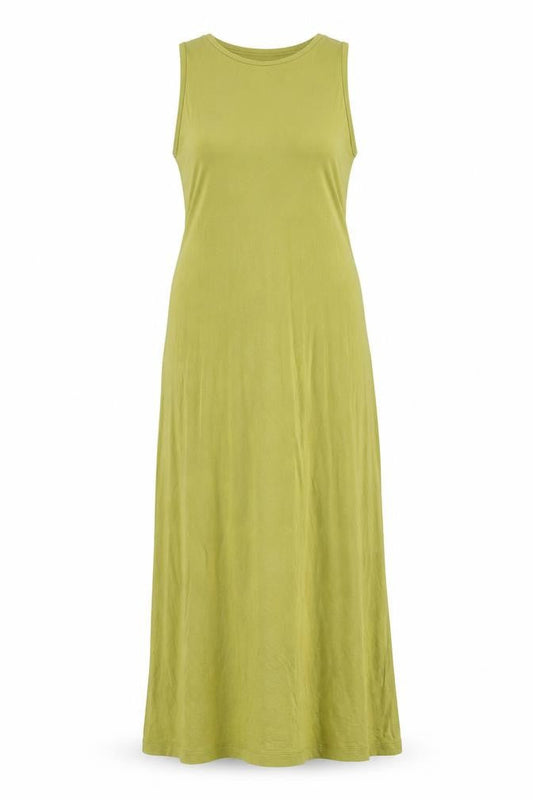 Front view of French Connection Women's Green Long Cotton Tank Dress, size L