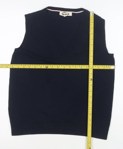 Boden Women's Blue Cotton V-Neck Sleeveless Knit Vest M