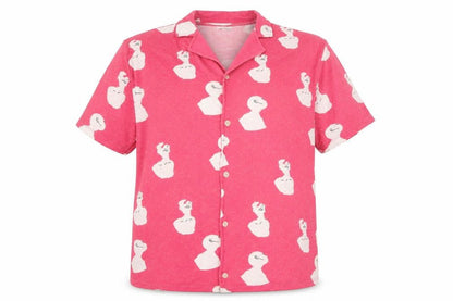 Zara Women Pink Art Print Collared Short Sleeve Nightshirt XL