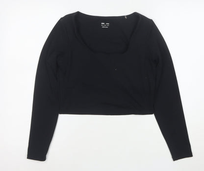 ASOS Women Black Size 14 Cropped Long Sleeve Scoop Neck Top
