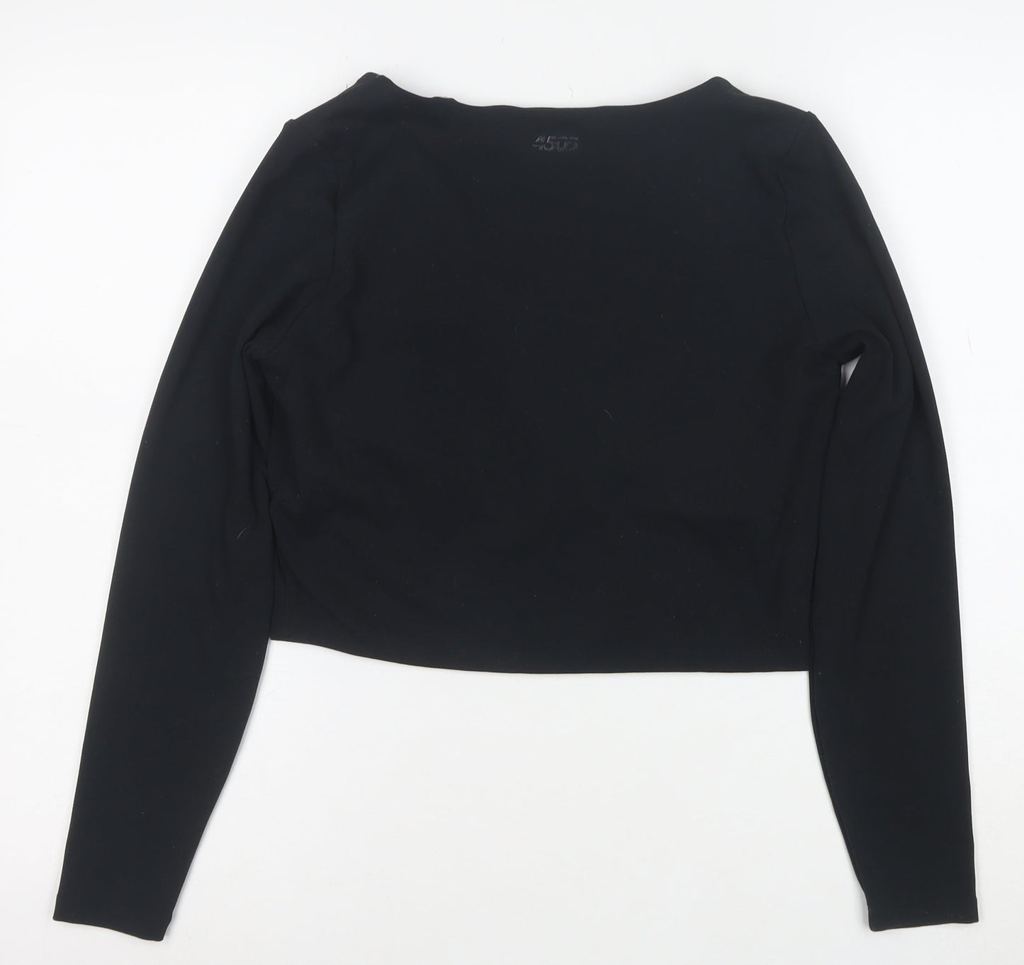 ASOS Women Black Size 14 Cropped Long Sleeve Scoop Neck Top