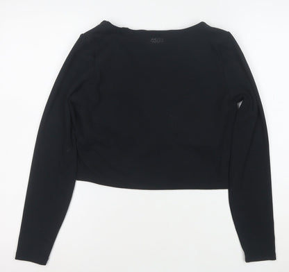 ASOS Women Black Size 14 Cropped Long Sleeve Scoop Neck Top
