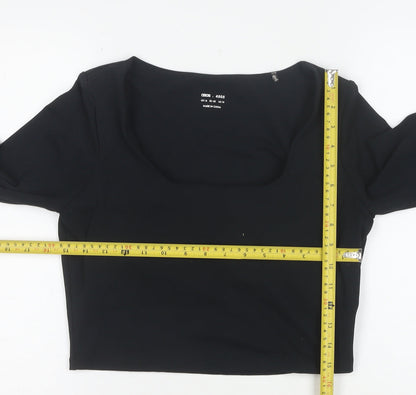 ASOS Women Black Size 14 Cropped Long Sleeve Scoop Neck Top