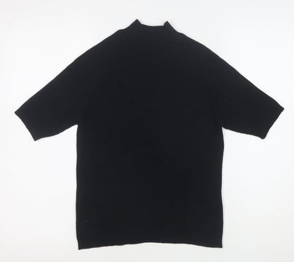 Bravissimo Women’s Black Mock Neck Short Sleeve Cotton Knit Top Size 14