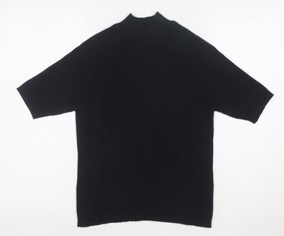 Bravissimo Women’s Black Mock Neck Short Sleeve Cotton Knit Top Size 14