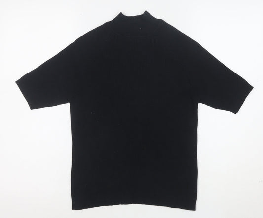 Bravissimo Women’s Black Mock Neck Short Sleeve Cotton Knit Top Size 14