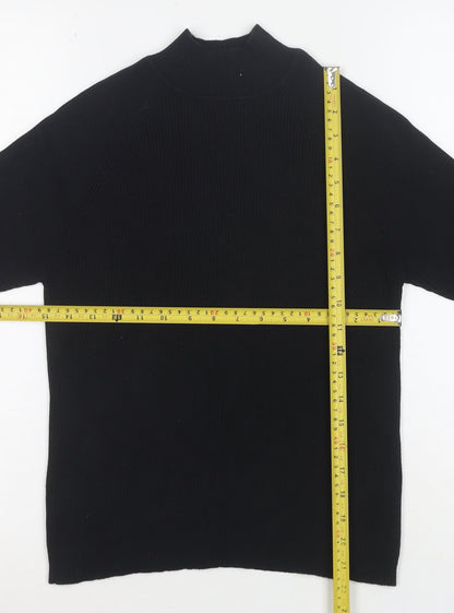 Bravissimo Women’s Black Mock Neck Short Sleeve Cotton Knit Top Size 14