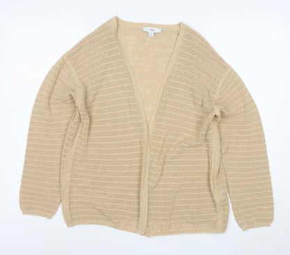 Marks and Spencer Women Beige Open Knit Long Sleeve Cardigan M