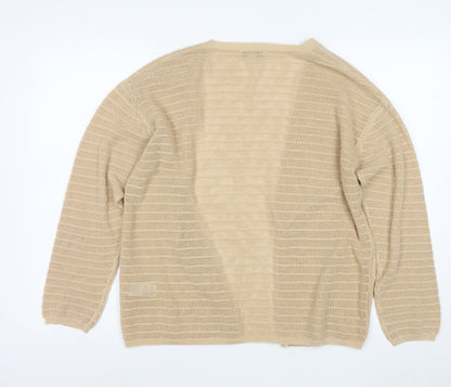 Marks and Spencer Women Beige Open Knit Long Sleeve Cardigan M