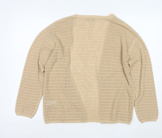 Marks and Spencer Women Beige Open Knit Long Sleeve Cardigan M