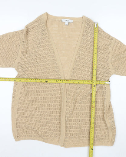 Marks and Spencer Women Beige Open Knit Long Sleeve Cardigan M