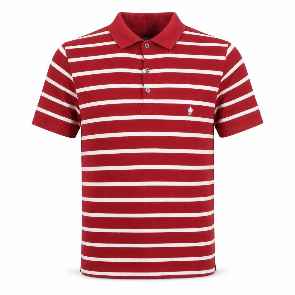 French Connection Men's Red & White Striped Cotton Polo Shirt Size M