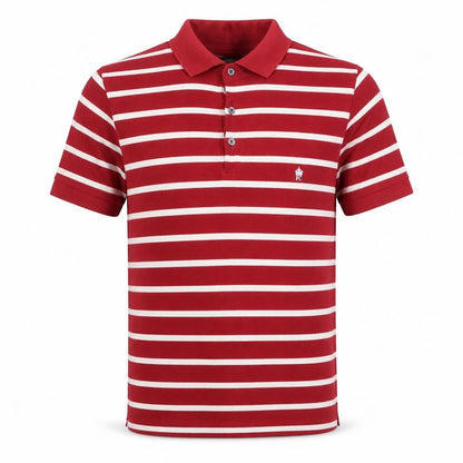 French Connection Men's Red & White Striped Cotton Polo Shirt Size M
