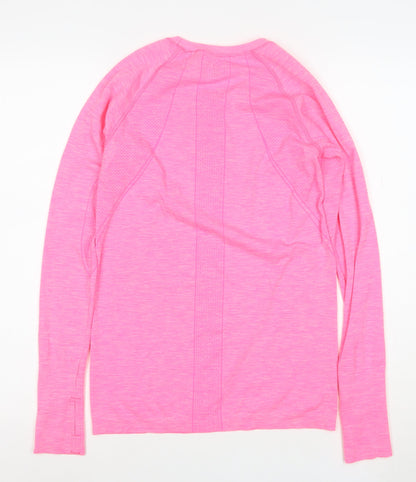 H&M Women Pink Long Sleeve Sport T-Shirt Size S Slim Fit Activewear