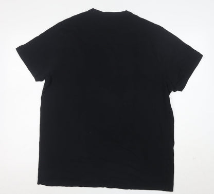 Luke Men's Black Cotton Crew Neck Logo T-Shirt Size L