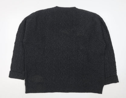 GAP Men's Grey XL Cable-Knit Lambswool Crew Neck Jumper