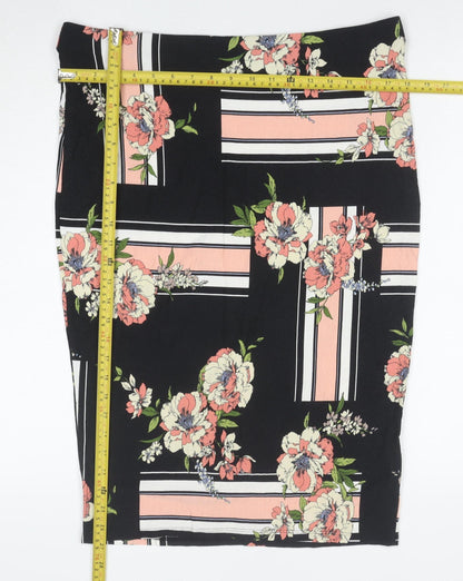 Dorothy Perkins Women’s Multicoloured Floral Stripe Jersey Pencil Skirt Size 16
