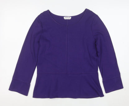 Kettlewell Women's Purple Long Sleeve Scoop Neck Jersey Blouse M