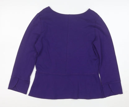 Kettlewell Women's Purple Long Sleeve Scoop Neck Jersey Blouse M