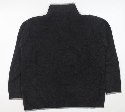 Woolovers Men's Grey High Neck Wool 1/2 Zip Jumper L Classic Knit