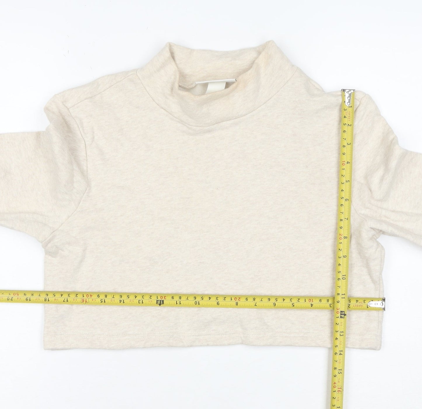 Monki Women Beige XS Cropped Pullover Sweatshirt