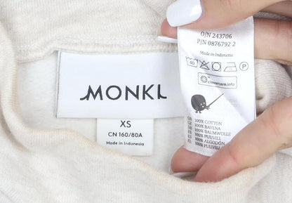 Monki Women Beige XS Cropped Pullover Sweatshirt