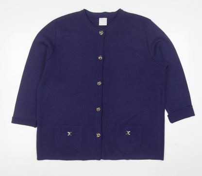 Classics Women's Blue Wool Blend Long Sleeve Cardigan Size 20