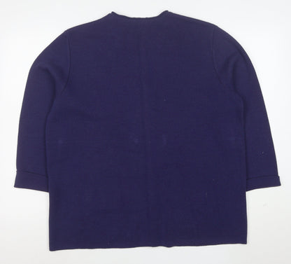 Classics Women's Blue Wool Blend Long Sleeve Cardigan Size 20