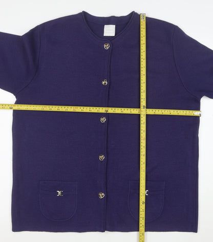 Classics Women's Blue Wool Blend Long Sleeve Cardigan Size 20