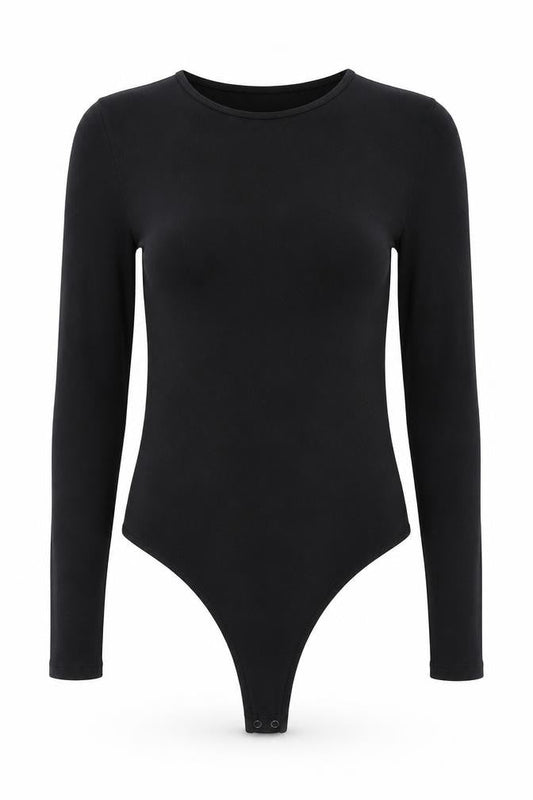 Abercrombie & Fitch Women Black Long Sleeve Bodysuit M Soft AF Collection