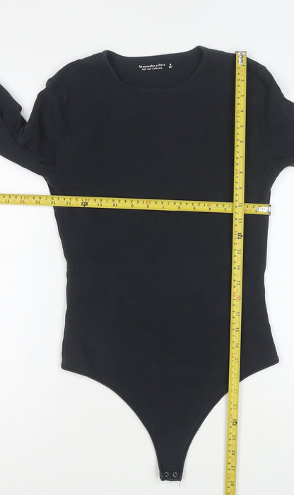 Abercrombie & Fitch Women Black Long Sleeve Bodysuit M Soft AF Collection