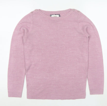 Maine New England Womens Pink Wool Blend Crew Neck Jumper Size 8