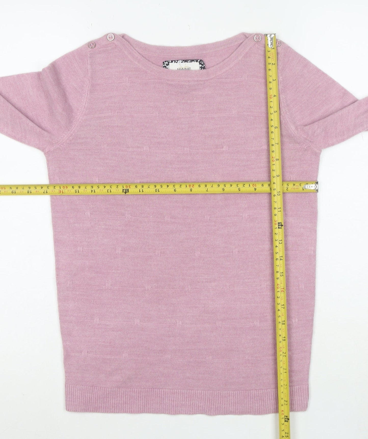 Maine New England Womens Pink Wool Blend Crew Neck Jumper Size 8