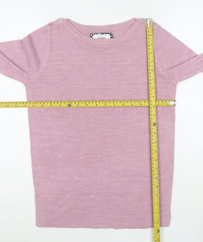 Maine New England Womens Pink Wool Blend Crew Neck Jumper Size 8