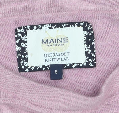 Maine New England Womens Pink Wool Blend Crew Neck Jumper Size 8