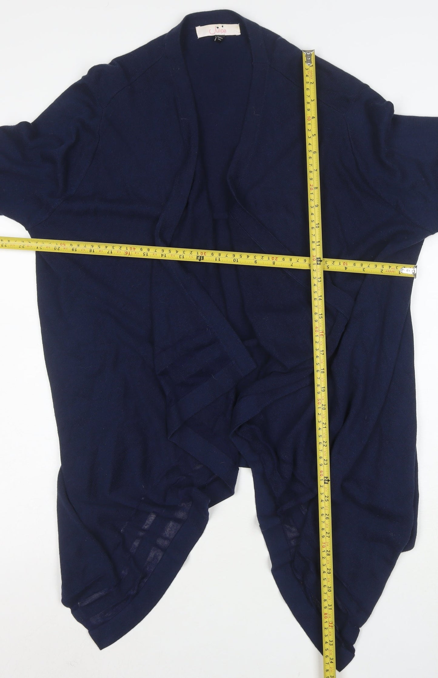 Julipa Women's Blue 3/4 Sleeve Open Cardigan Size 12/14