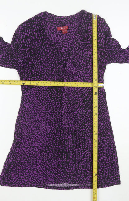 Monsoon Womens Purple Black Viscose Long Sleeve Tunic UK 8