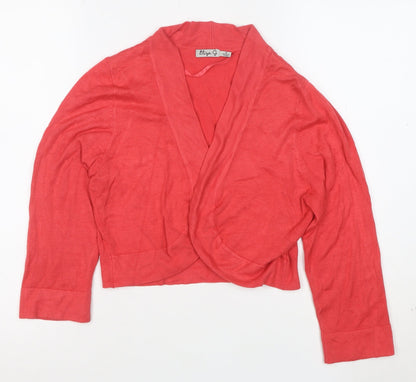 Eliza J Women's Red Knit V-Neck Long Sleeve Cardigan M