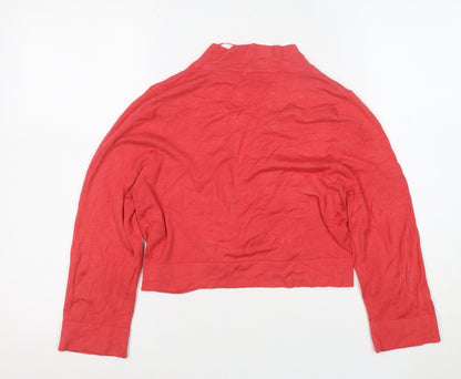 Eliza J Women's Red Knit V-Neck Long Sleeve Cardigan M