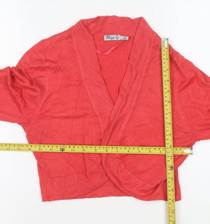 Eliza J Women's Red Knit V-Neck Long Sleeve Cardigan M