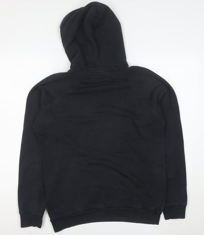 adidas Mens Black Small Pullover Hoodie with Logo Fleece Sweatshirt