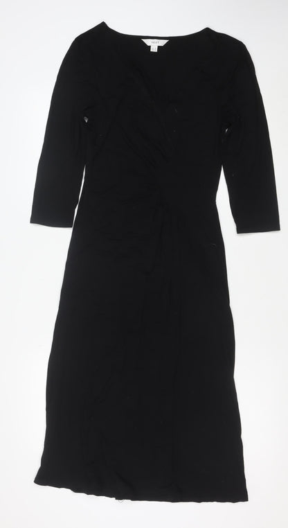 Next Women's Black V-Neck Bodycon Dress Size 10 3/4 Sleeve
