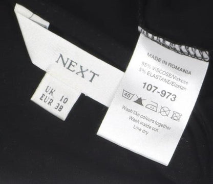 Next Women's Black V-Neck Bodycon Dress Size 10 3/4 Sleeve