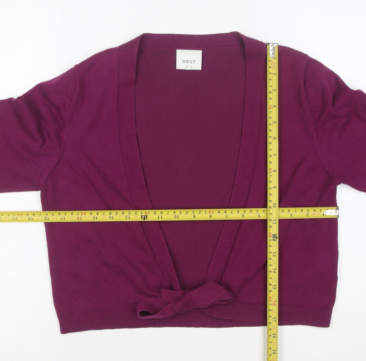 Next Women Purple Bow Front Cardigan UK 14 Long Sleeve Knit